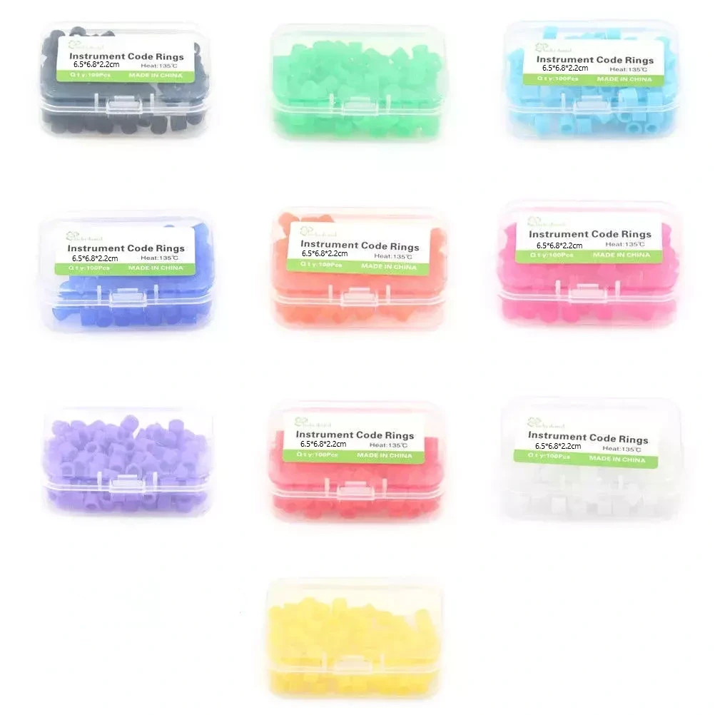 10 Colors 100 Pcs/Box Big 6*8*5mm Dental Instrument Silicone Color Code Rings