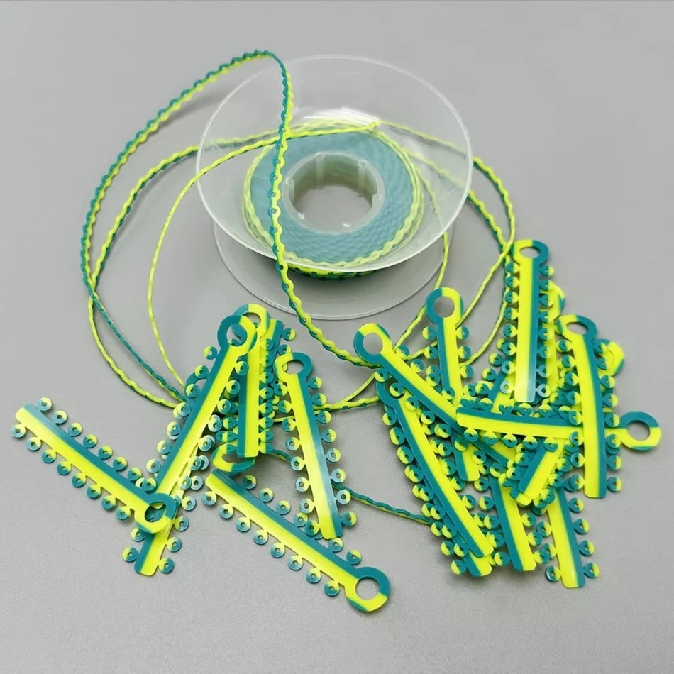 Dental Orthodontic Elastic Rubber Double Color Ligature Tie/Power Chain 16 Color