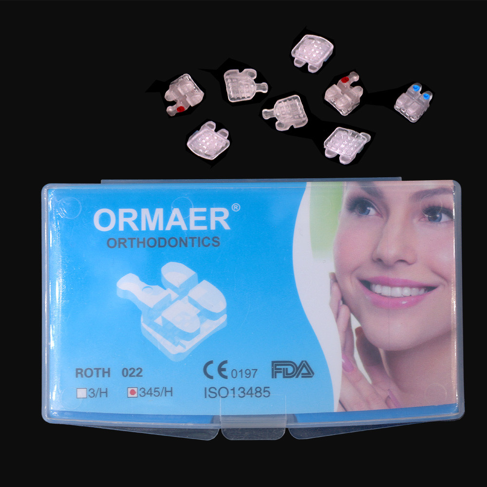 5×ORMAER Dental Ceramic Bracket Braces Mesh Base MiNi Roth 0.022 Hook 3 4 5