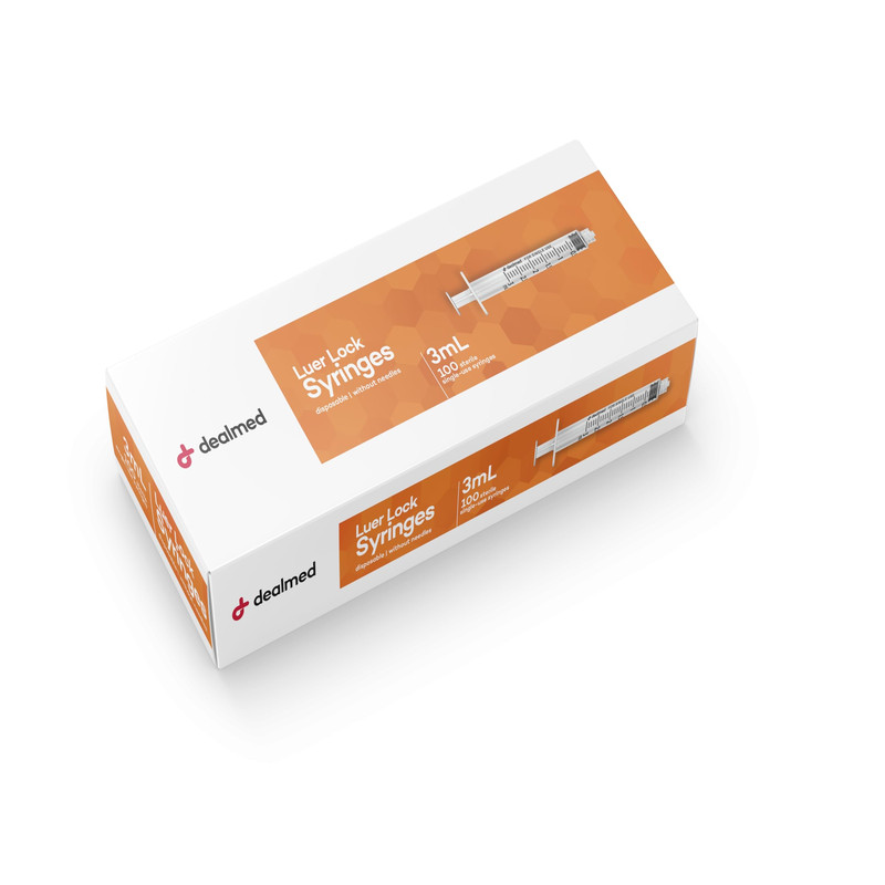 Dealmed Luer Lock Syringes Disposable Without Needles Sterile Single-Use 3Ml