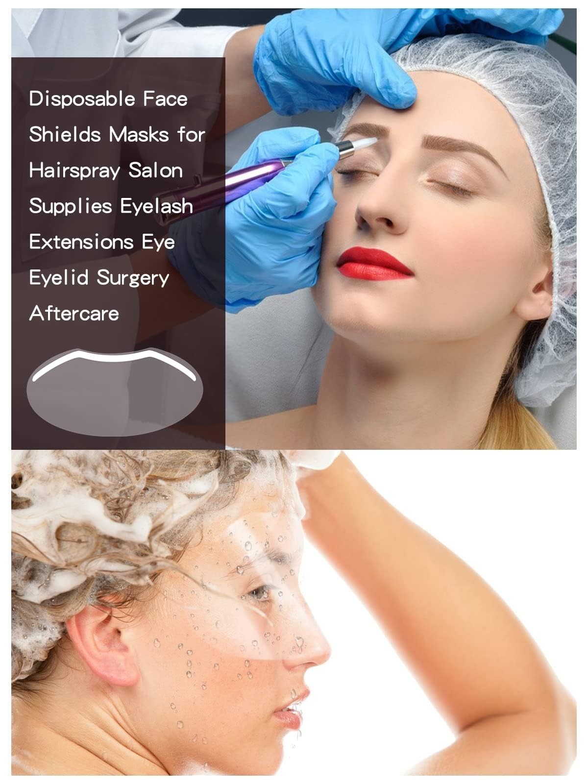 50 Pcs Disposable Face Shields for Microblading, Makeup, Salon & Eyelash Care