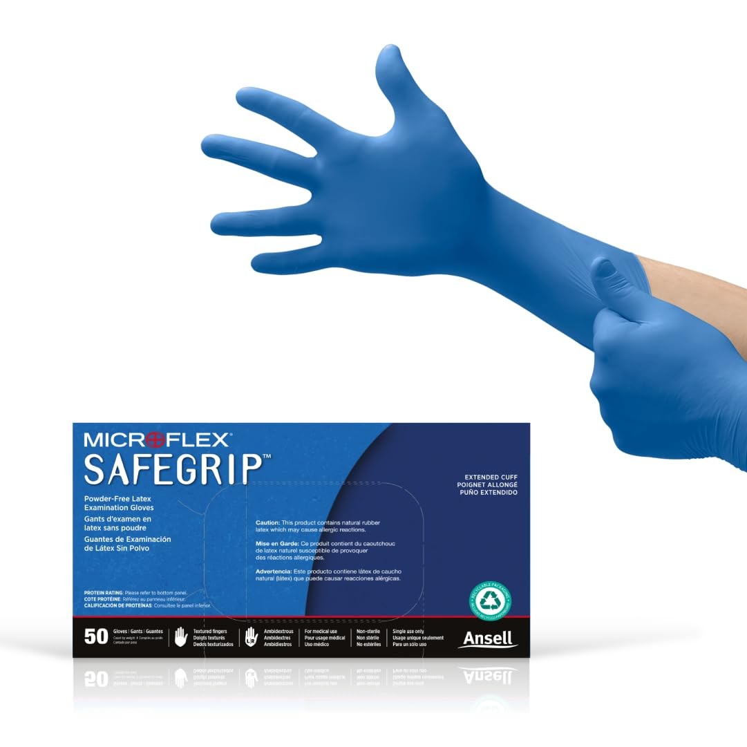 SafeGrip SG375 Extra Thick Disposable Latex Gloves for Life Sciences, Automot…