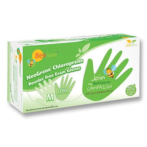 BeeSure NeoGrene Chloroprene Large 200/PK Powder Free Exam Gloves