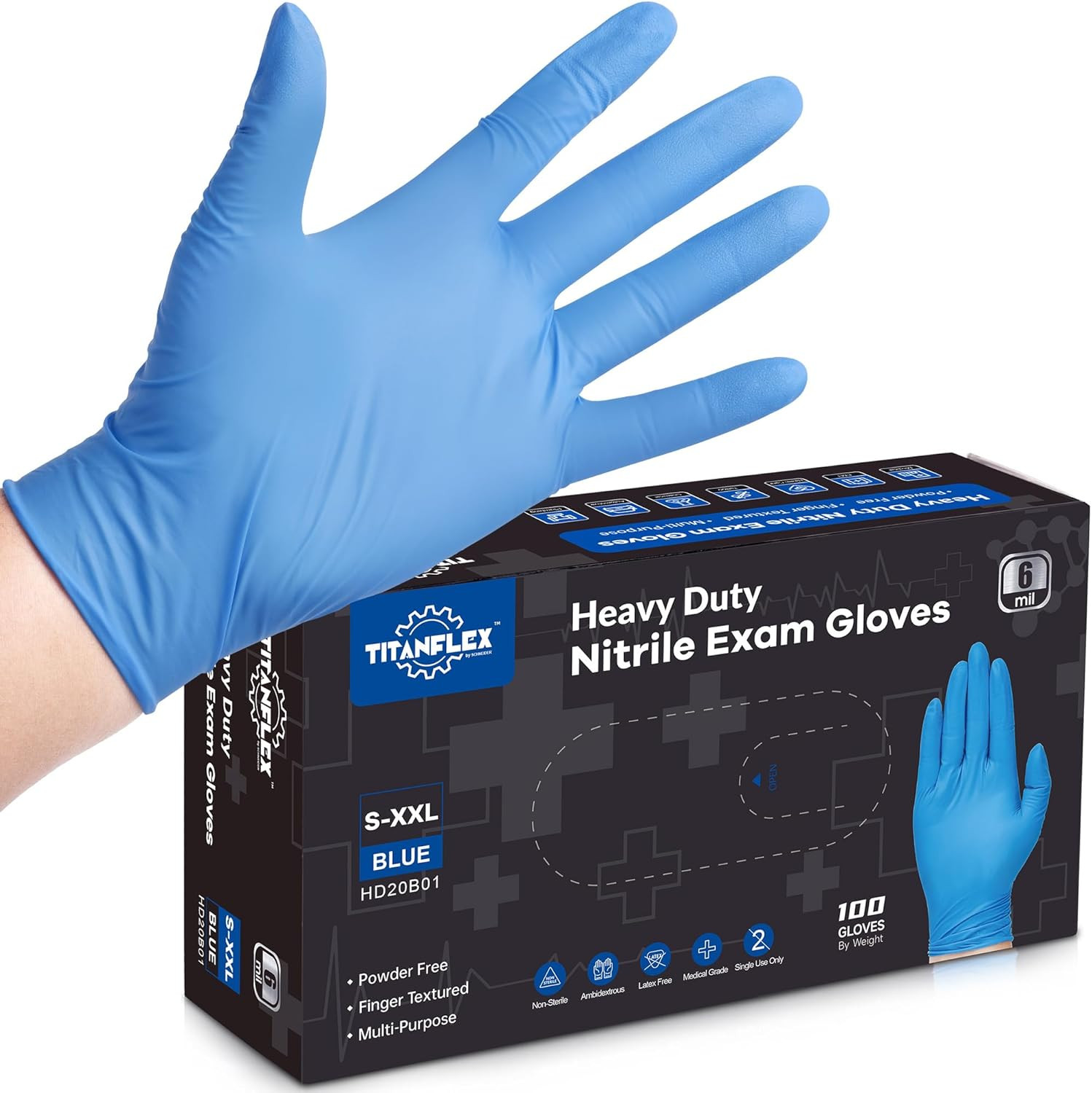 Disposable Nitrile Gloves 6 Mil Blue Heavy Duty Disposable Gloves, Cooking Me…