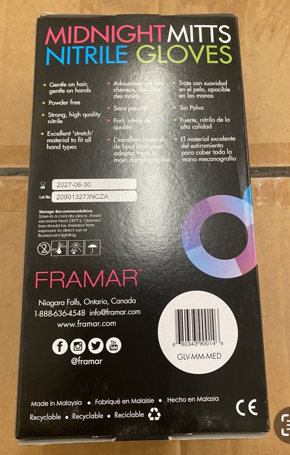 FRAMAR Midnight Mitts Nitrile Gloves Medium 100 Count