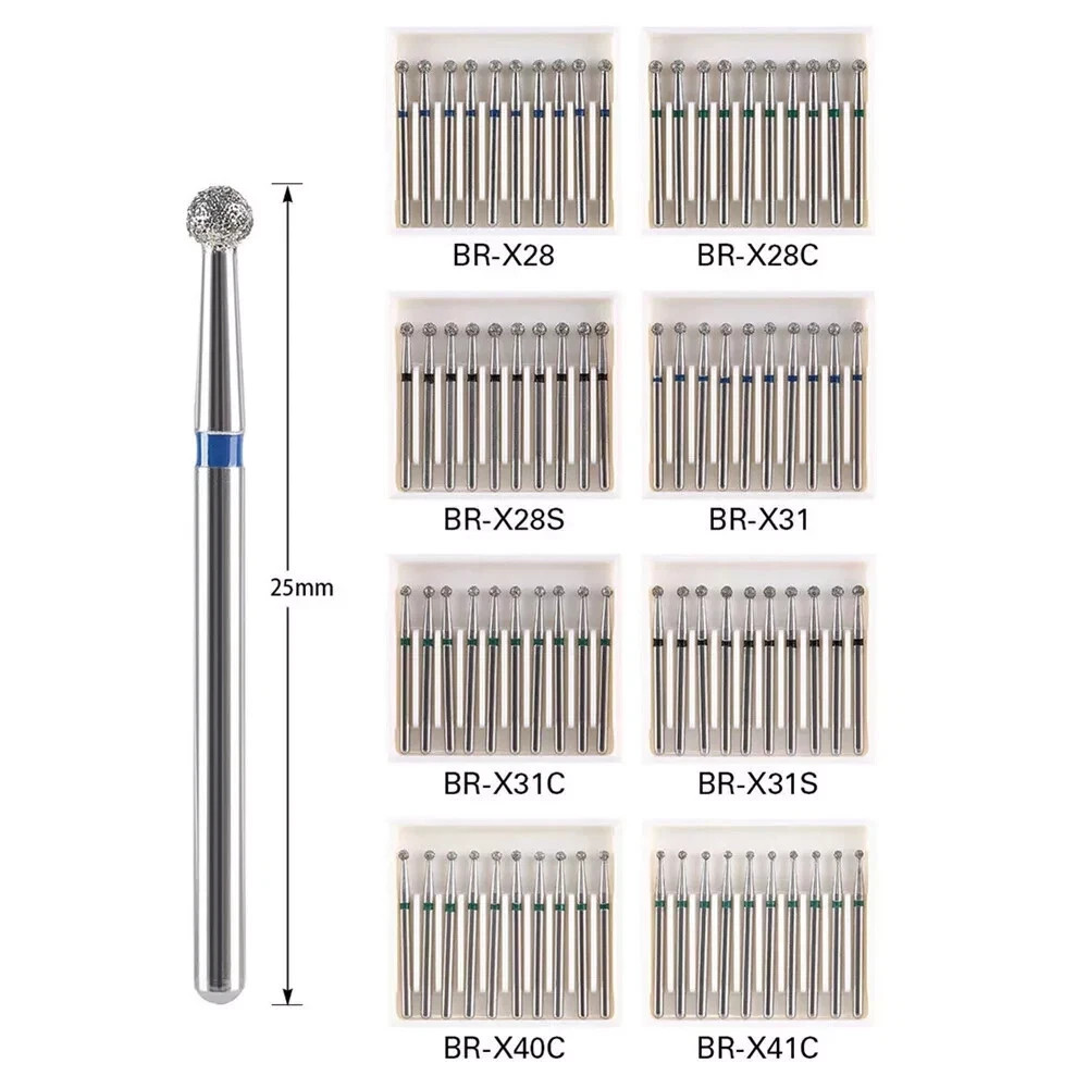 10 Pcs/Box Dental Surgical Diamond FG 1.6mm Burs Ball Round High Speed Handpiece