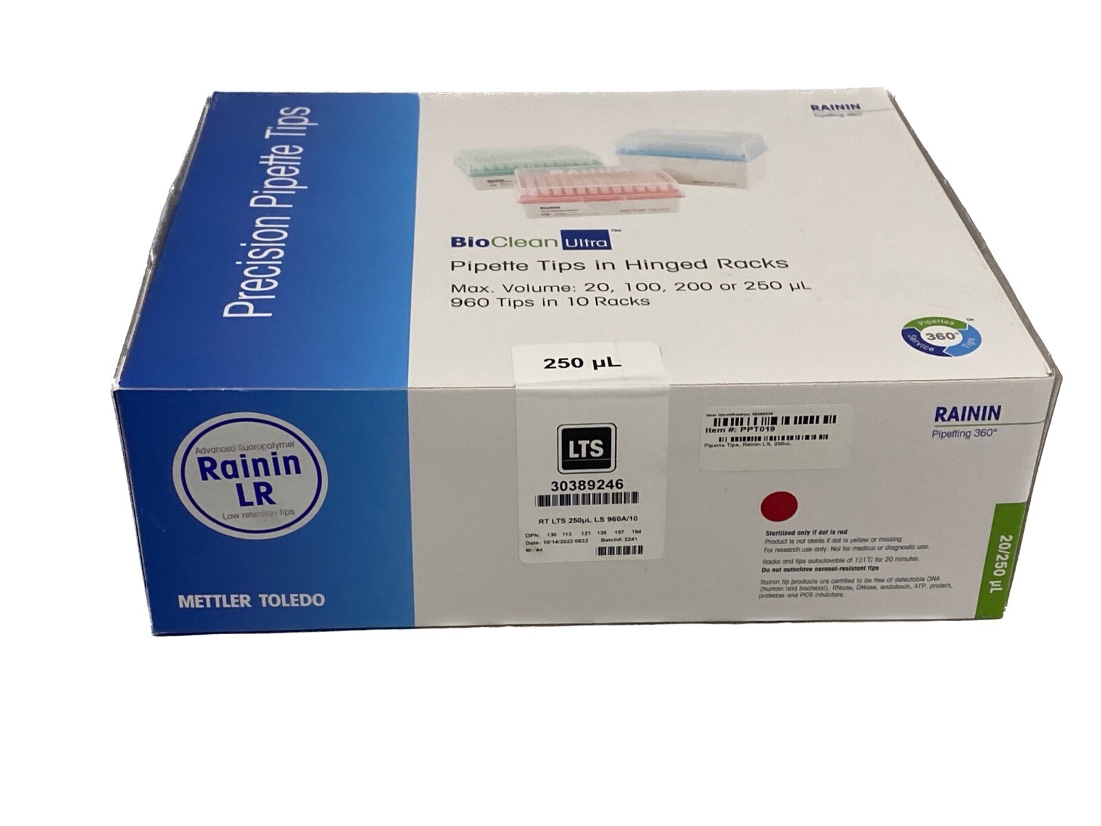 (960) METTLER Toledo Rainin LTS Low Retention 250uL LTS Filter Pipet Tips 960/10