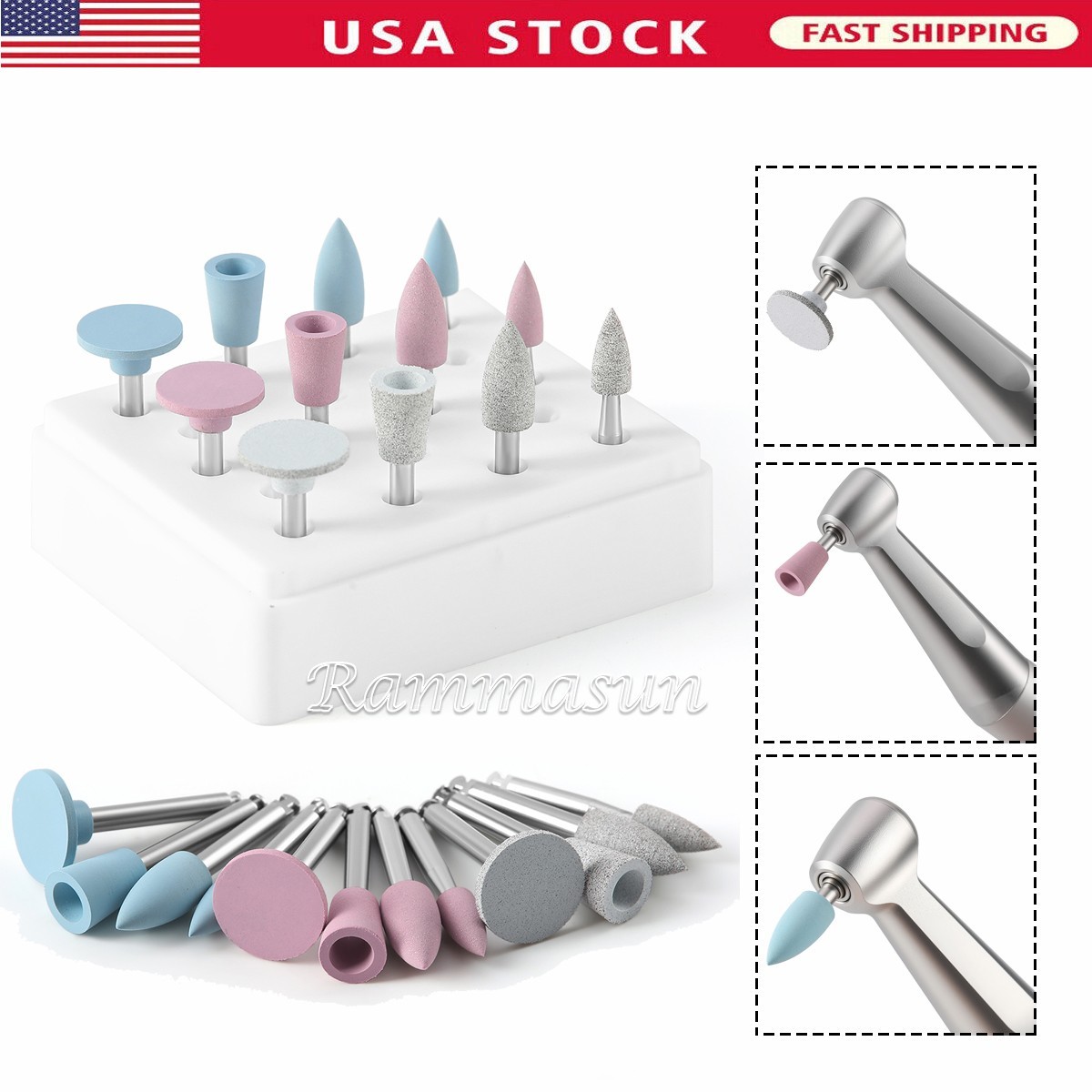 12Pc Dental Silicone Composite polishing kit RA2.35mm For contra angle handpiece