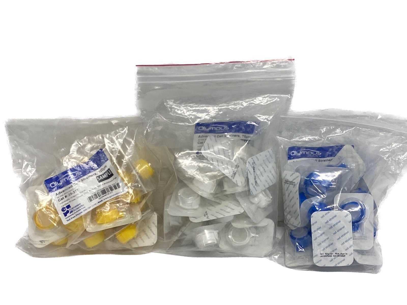 Mixed Lot of OLYMPUS Advanced Cell Strainers 40um 70um 100um Sterile 25-376