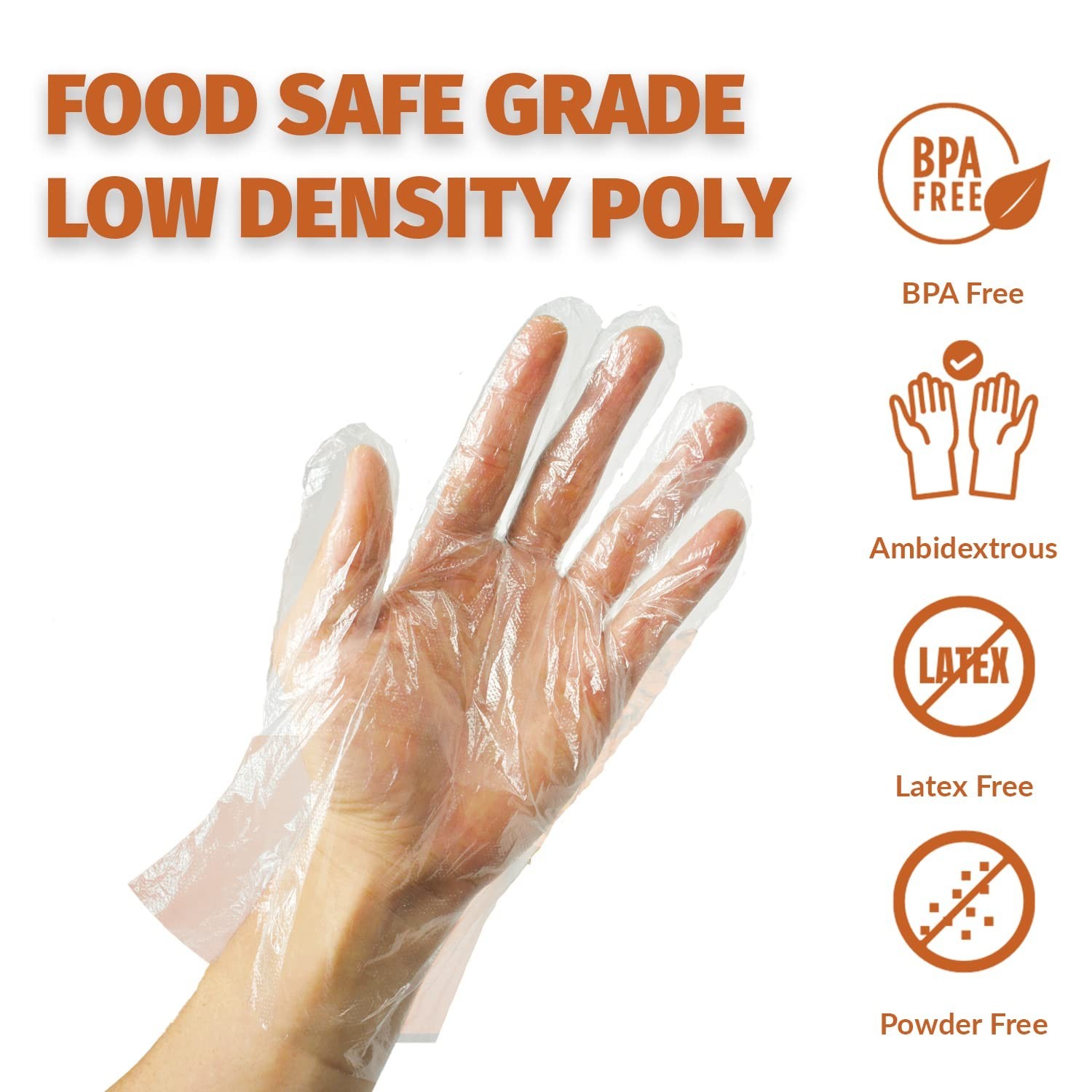 GORILLA SUPPLY 500 BPA Free Premium Disposable Gloves Poly PE LDPE Plastic for K