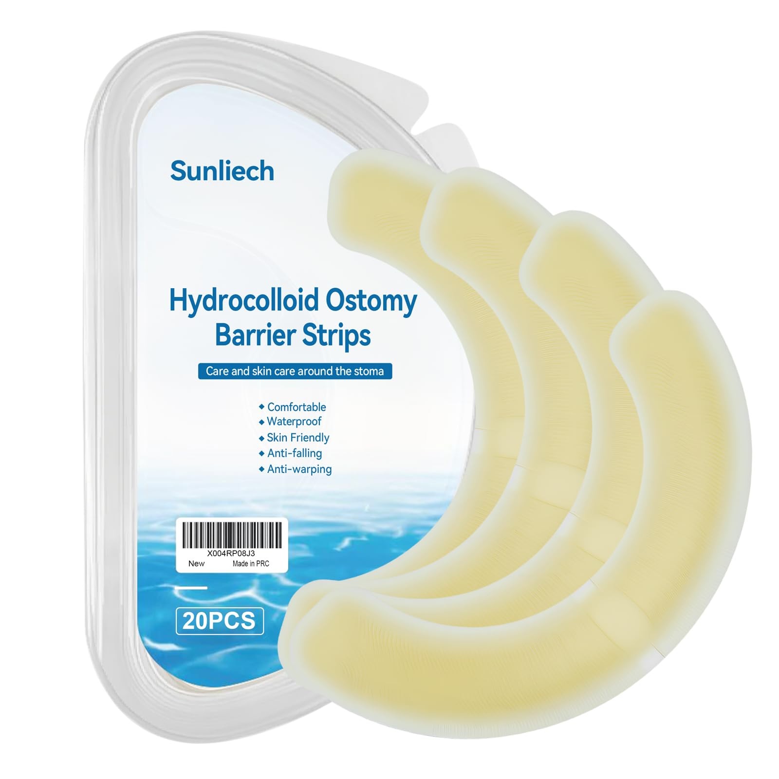 Sunliech 20 Pcs Elastic Ostomy Barrier Strips, Medical Strips-20PCS, White