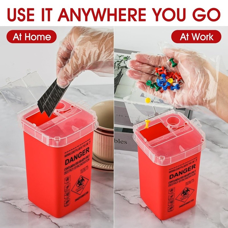 Durable 3-Pack Portable Sharps Disposal Containers Safe Medical Waste Collection