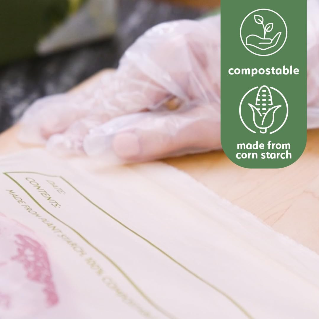 100% Compostable Gloves Disposable Latex Free [One Size Fit Most, 100CT] Food Se