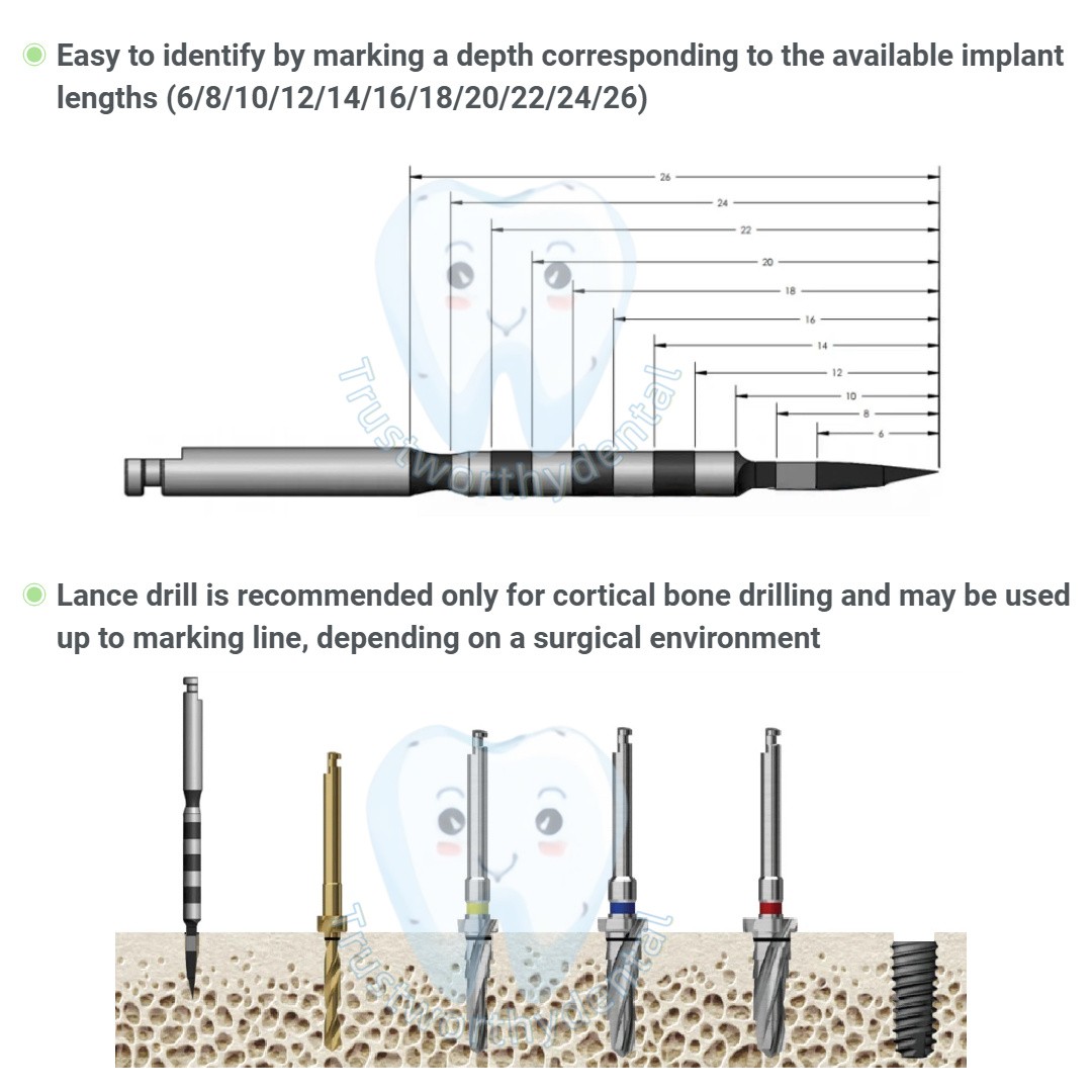 Dental Long Pilot Drill Triangle Lance Implant Space Drills 3.0 implant φ2.0 USA