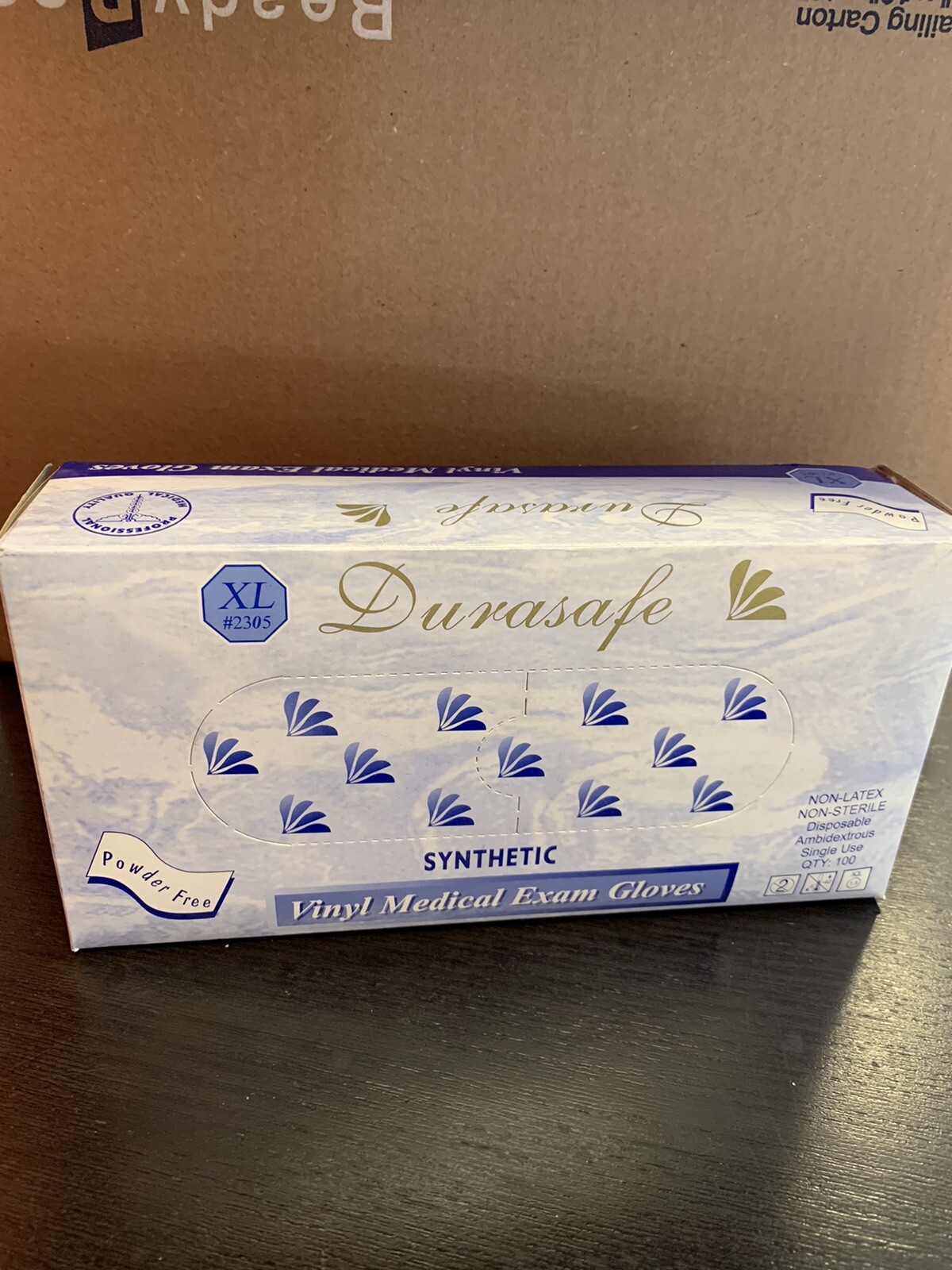 Box Of DURASAFE Vinyl Medical Exam Gloves 100 – X-Large Size 2305 #60