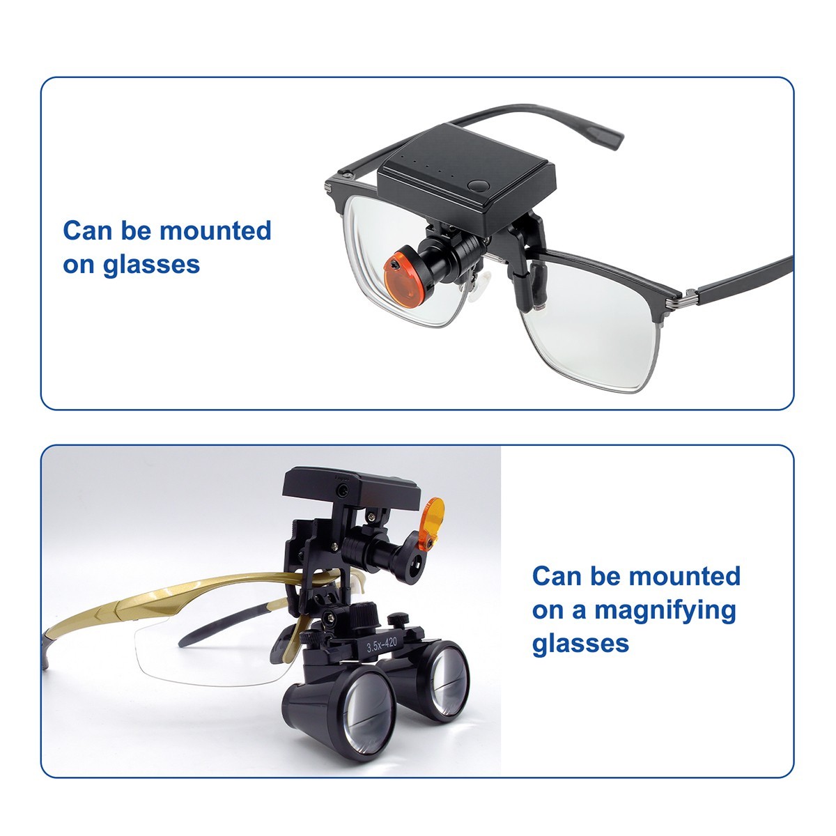 Wireless 5W Dental LED Headlight with Optical Filter for Binocular Loupes