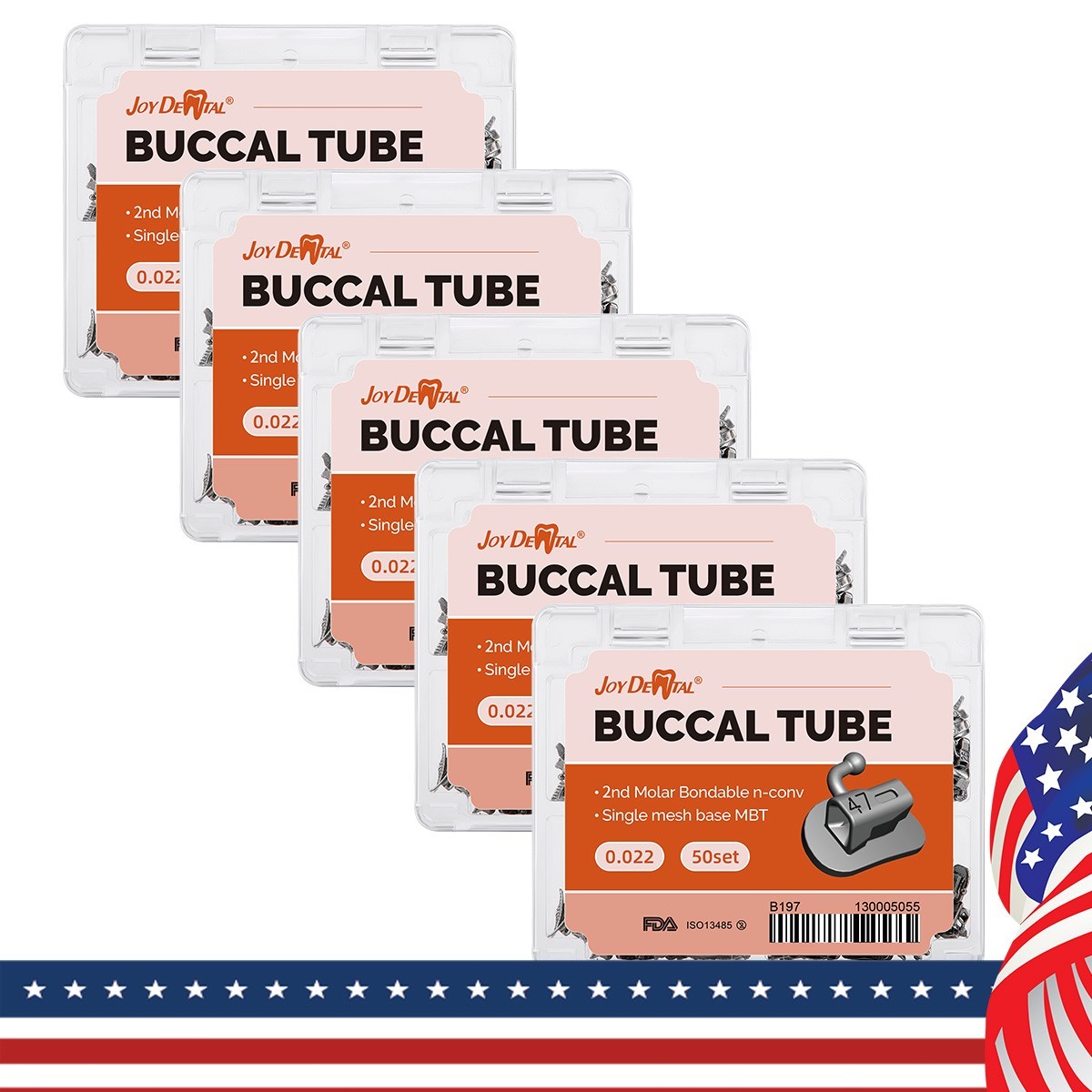 200pcs Dental Ortho Buccal Tubes 2nd Molar MBT 022 Non-Conv Mesh Base Joydental