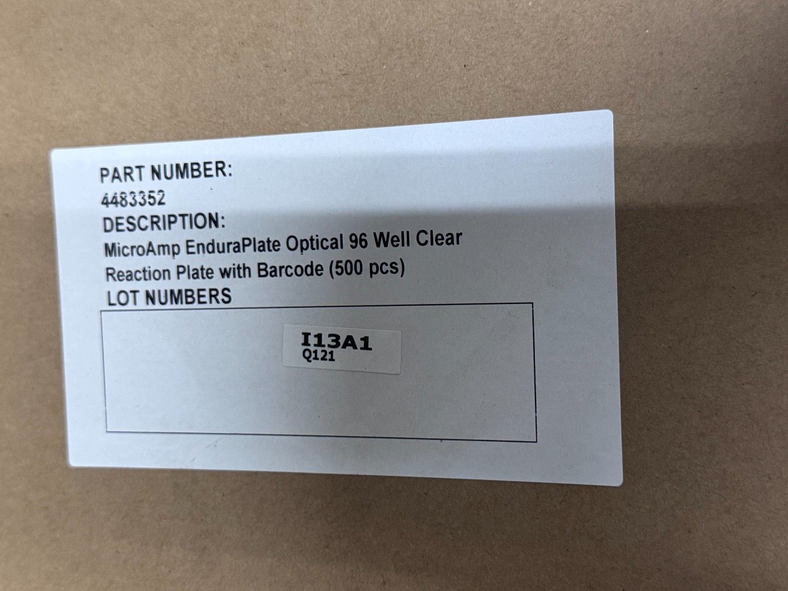 (500) Applied Biosystems MicroAmp EnduraPlate Optical Reaction 96 Plate, Barcode
