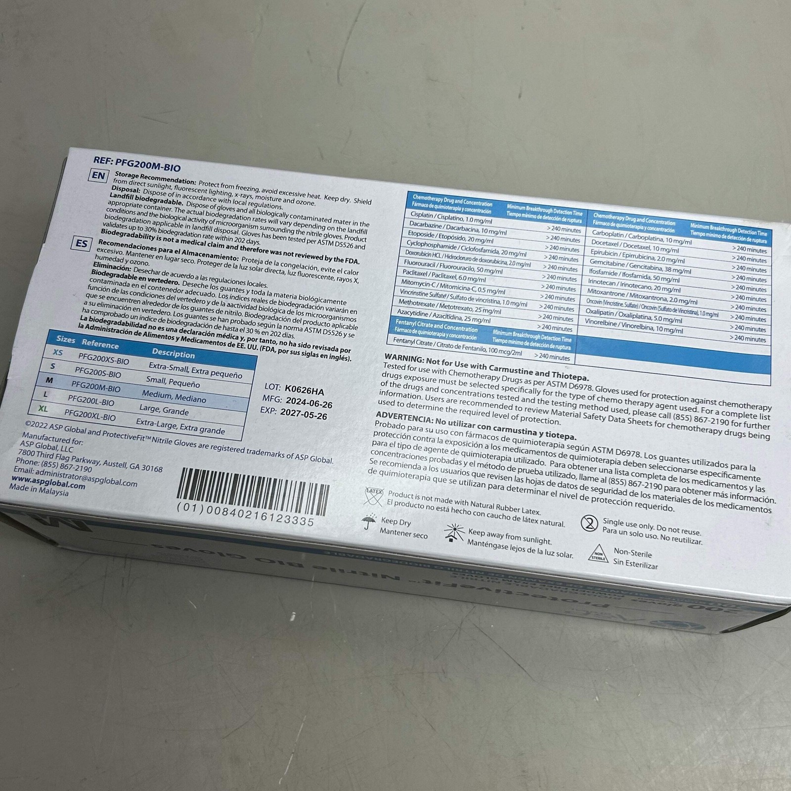 ASP GLOBAL (2 Pack, 200 Each) Protective Fit Nitrile Bio Powder Free Gloves Medi