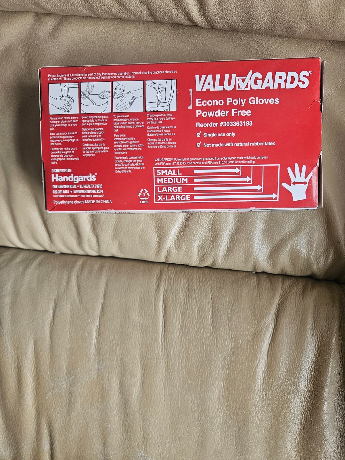 VALUGARDS POWDER FREE ECONO POLY LARGE SIZE GLOVES 500 COUNT NEW SEALED BOX.