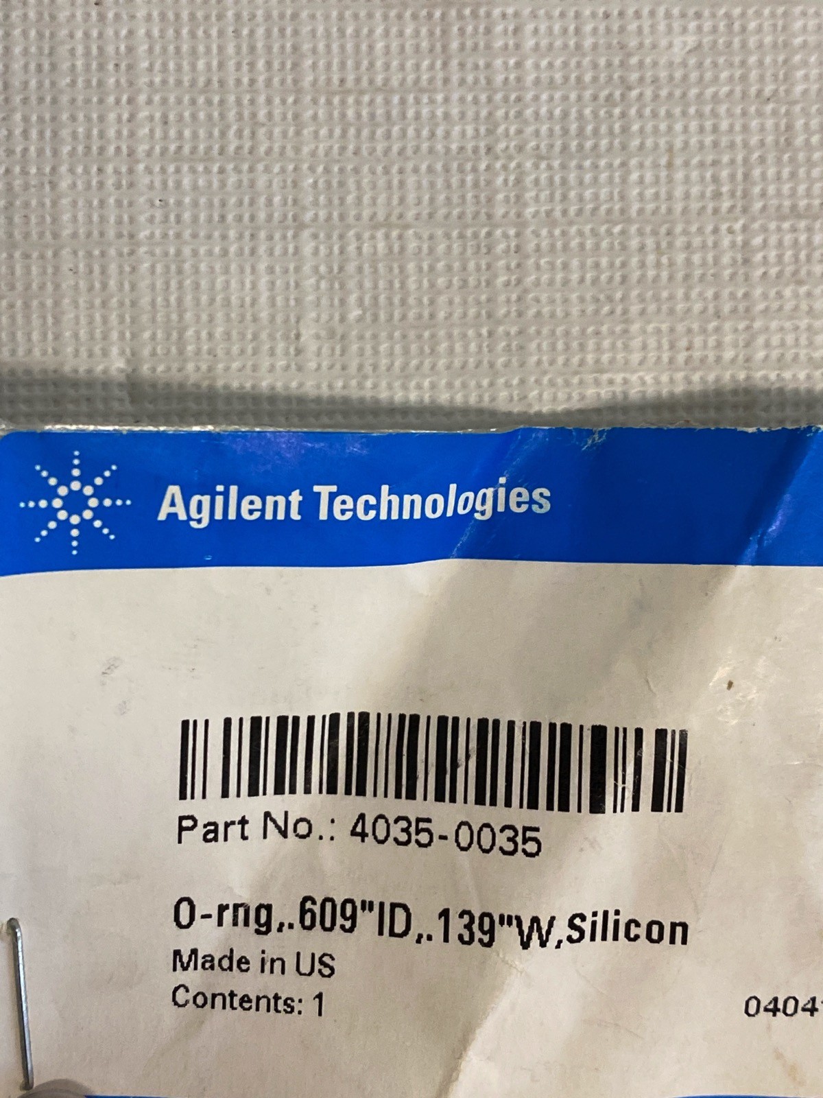 AGILENT Replacement Silicone O-Ring 0.609”ID 0.139”W 568A-208 4035-0035