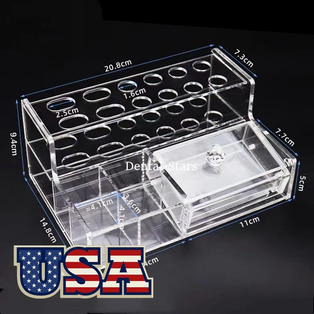 Dental Acrylic Organizer Holder Case Composite Applicator Syringe Storage Box US