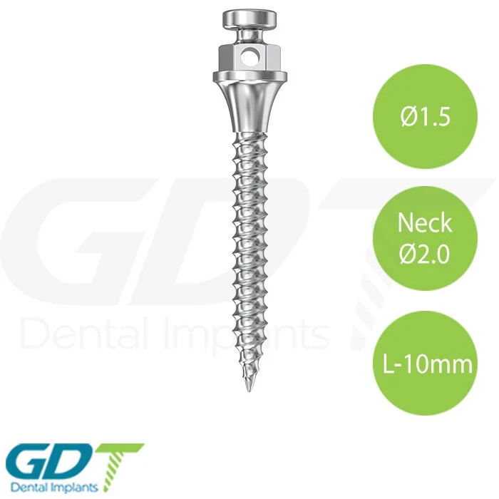 Dental 0rth0dontic TADs Micro Fixture Length 10.0mm, Neck 2.0mm Titanium
