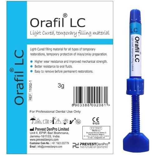Dental ORAFIL LC Light Cured Temporary Filling Material 3gm Composite