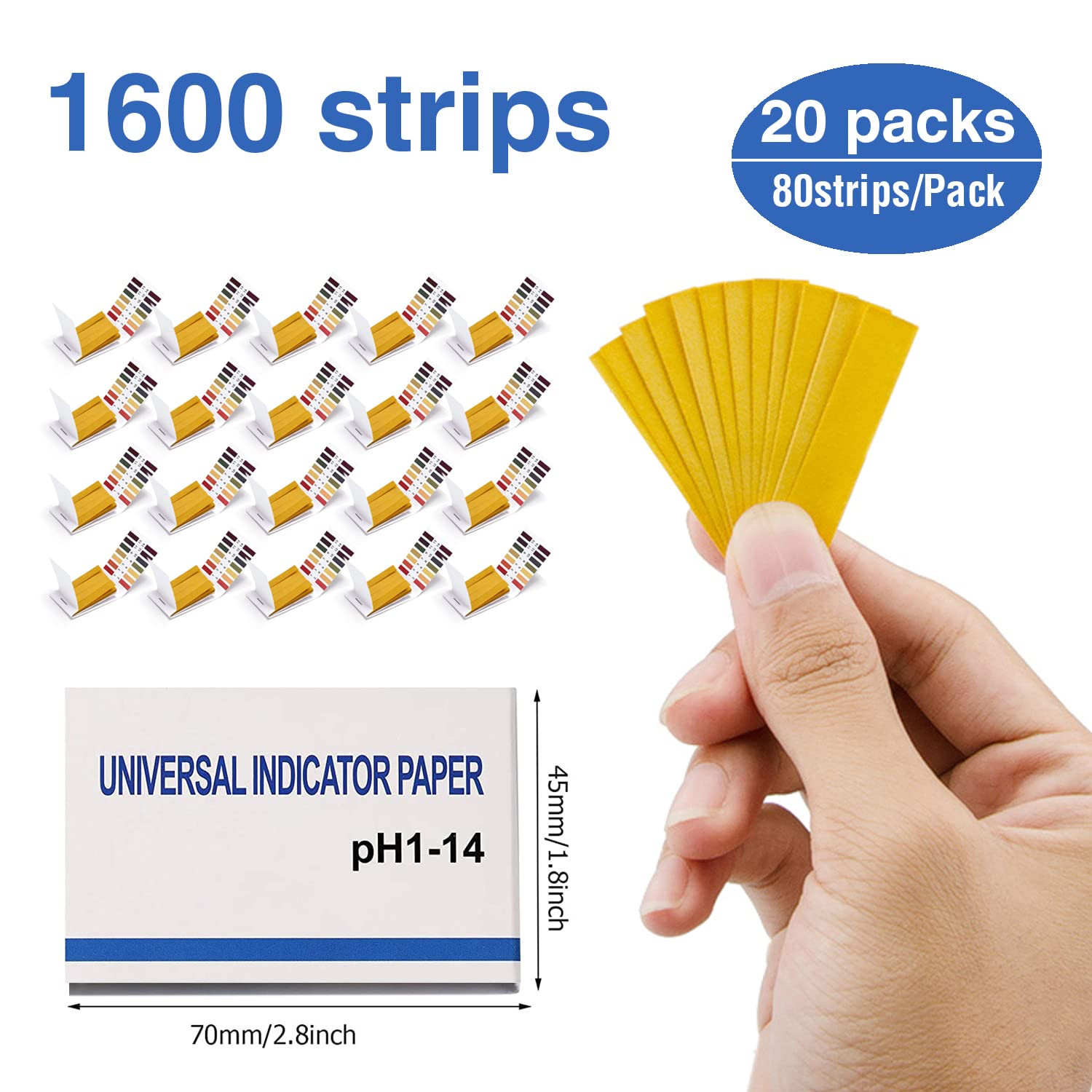Ph Test Strips, 1600 Strips Full Range 1-14 Universal Ph Test Paper Litmus