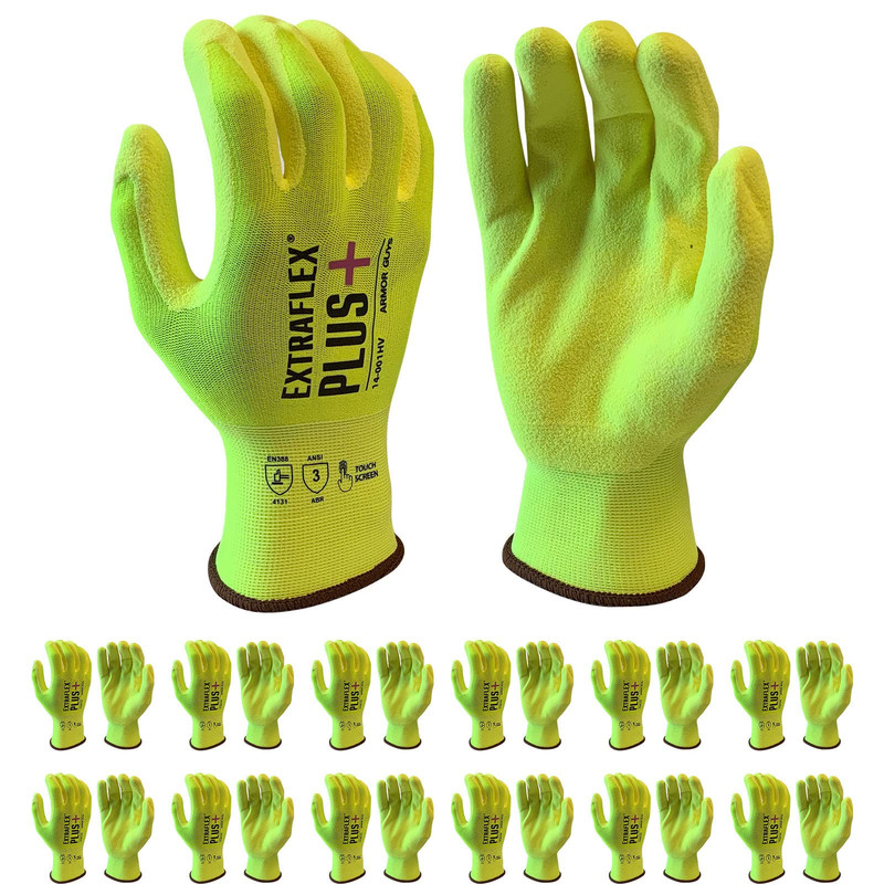 Armor Guys Extraflex Plus Protective Work Gloves Hi-Vis Nylon Liner – Ansi 3