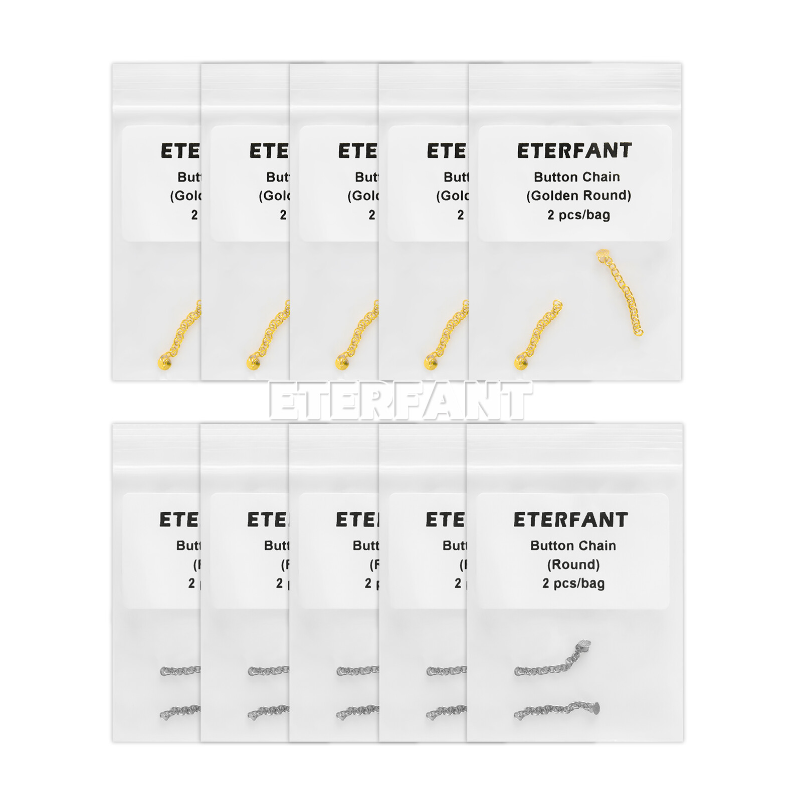 ETERFANT Dental Ortho Lingual Button Traiction Chains Round Plated Silver/Gold