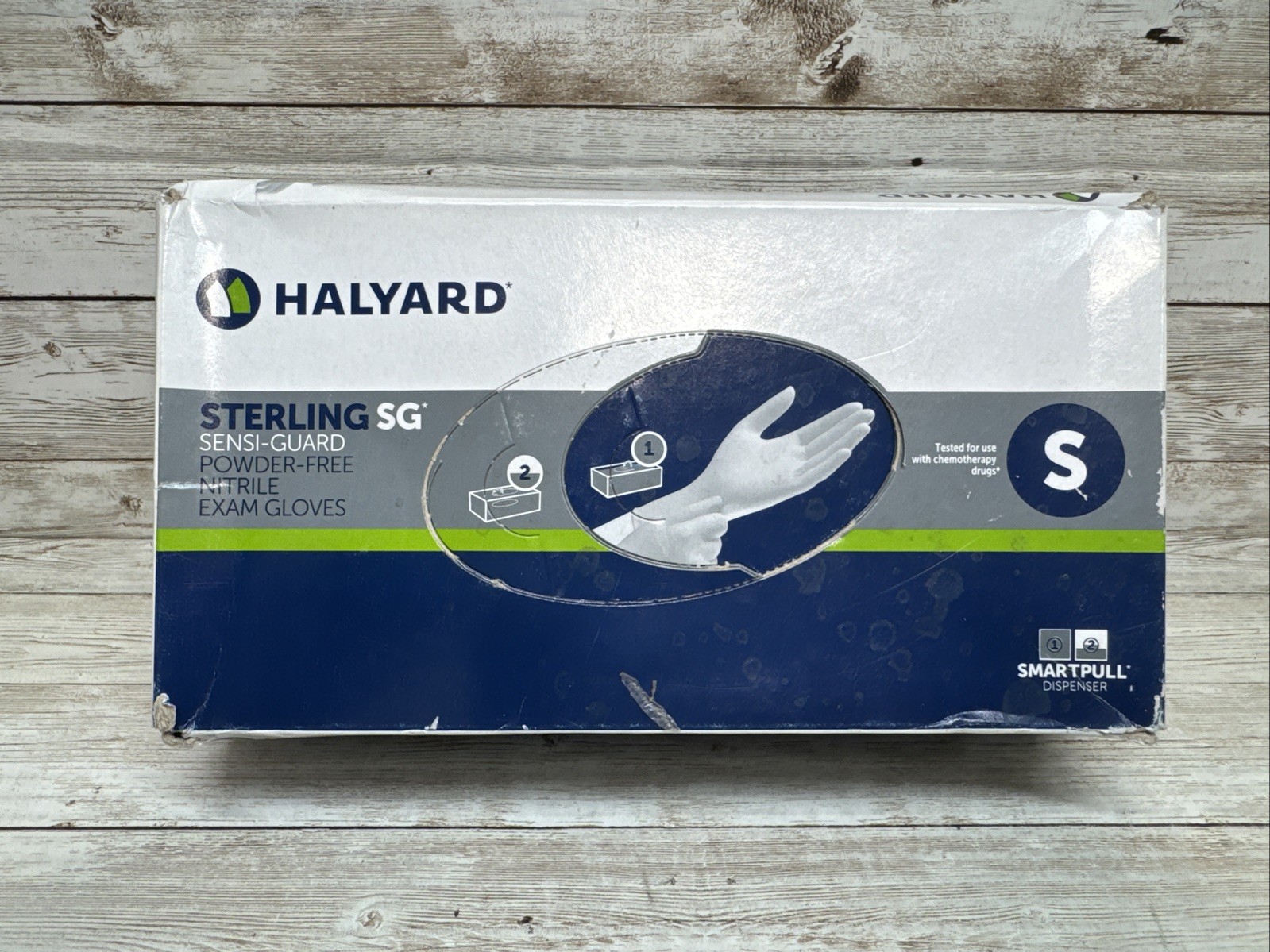 Halyard Sterling SG Nitrile Exam Gloves *1 DENTED Box* Size: SMALL Exp: 08/28
