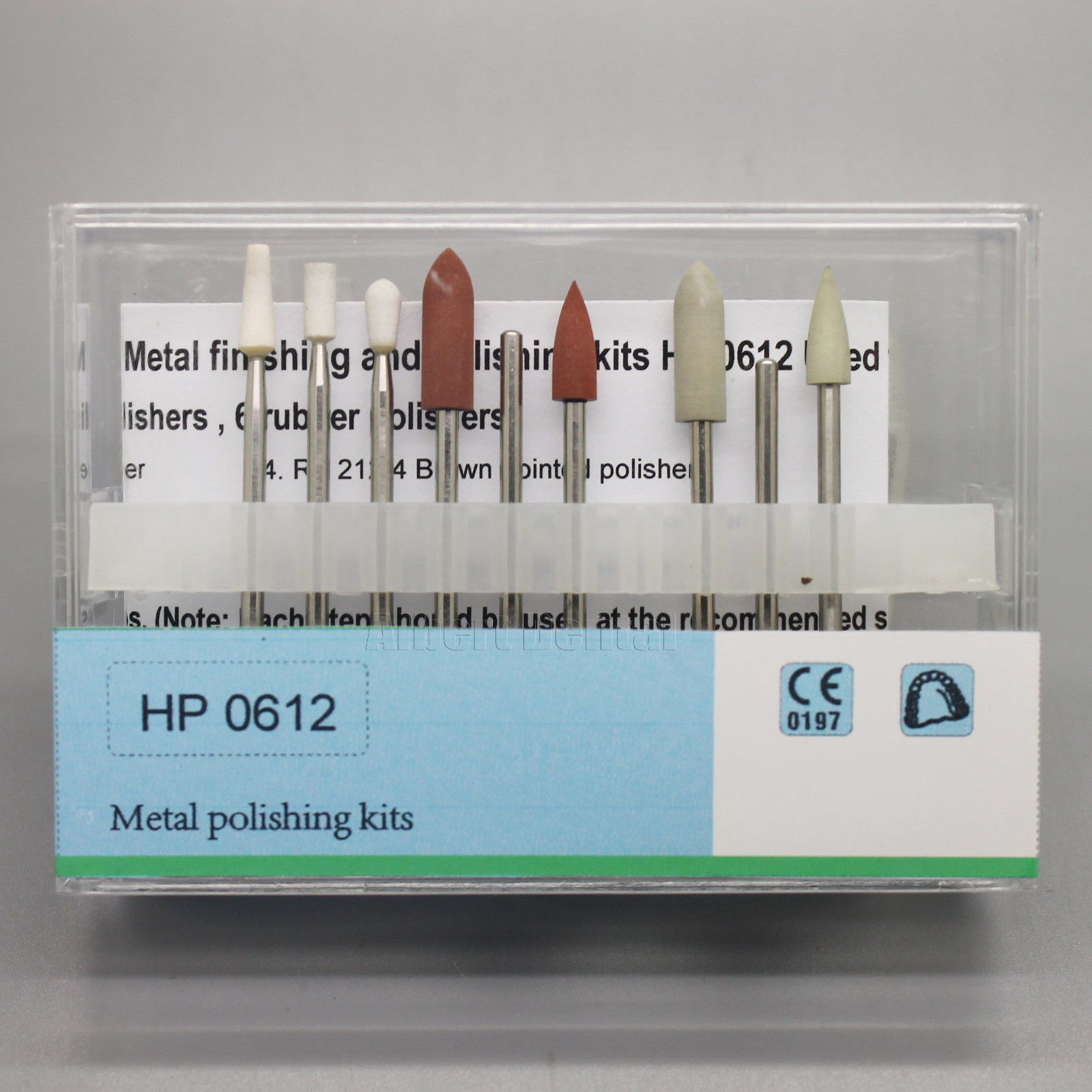 1 Box 9 Pcs Dental Metal Crown and Steel Base Finishing and Polishing Kit HP0612