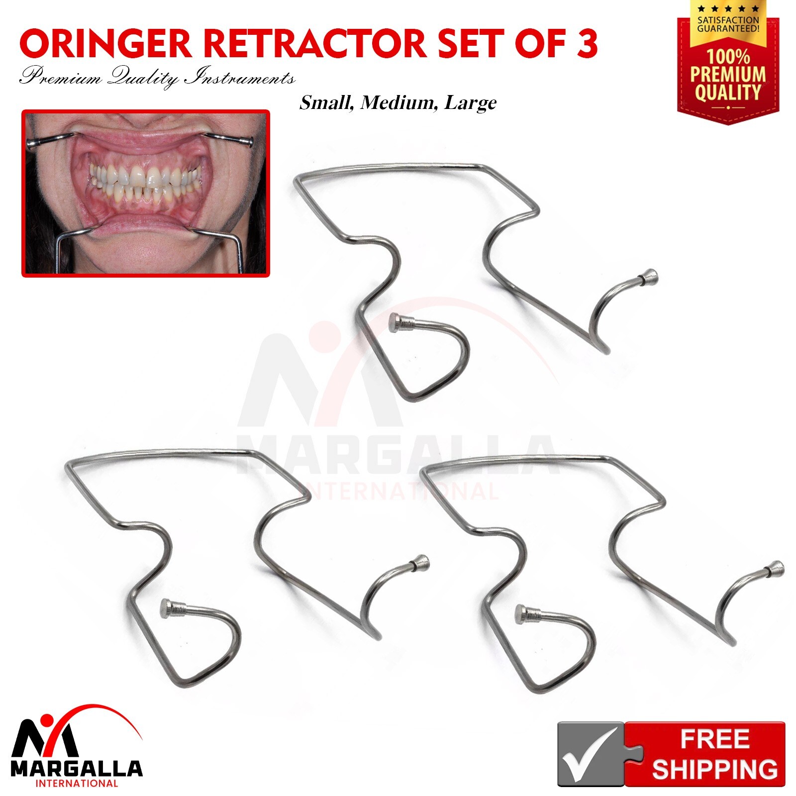 Oringer Self Retaining Lip & Cheek Retractor Dental Surgical Mouth Opener Wire