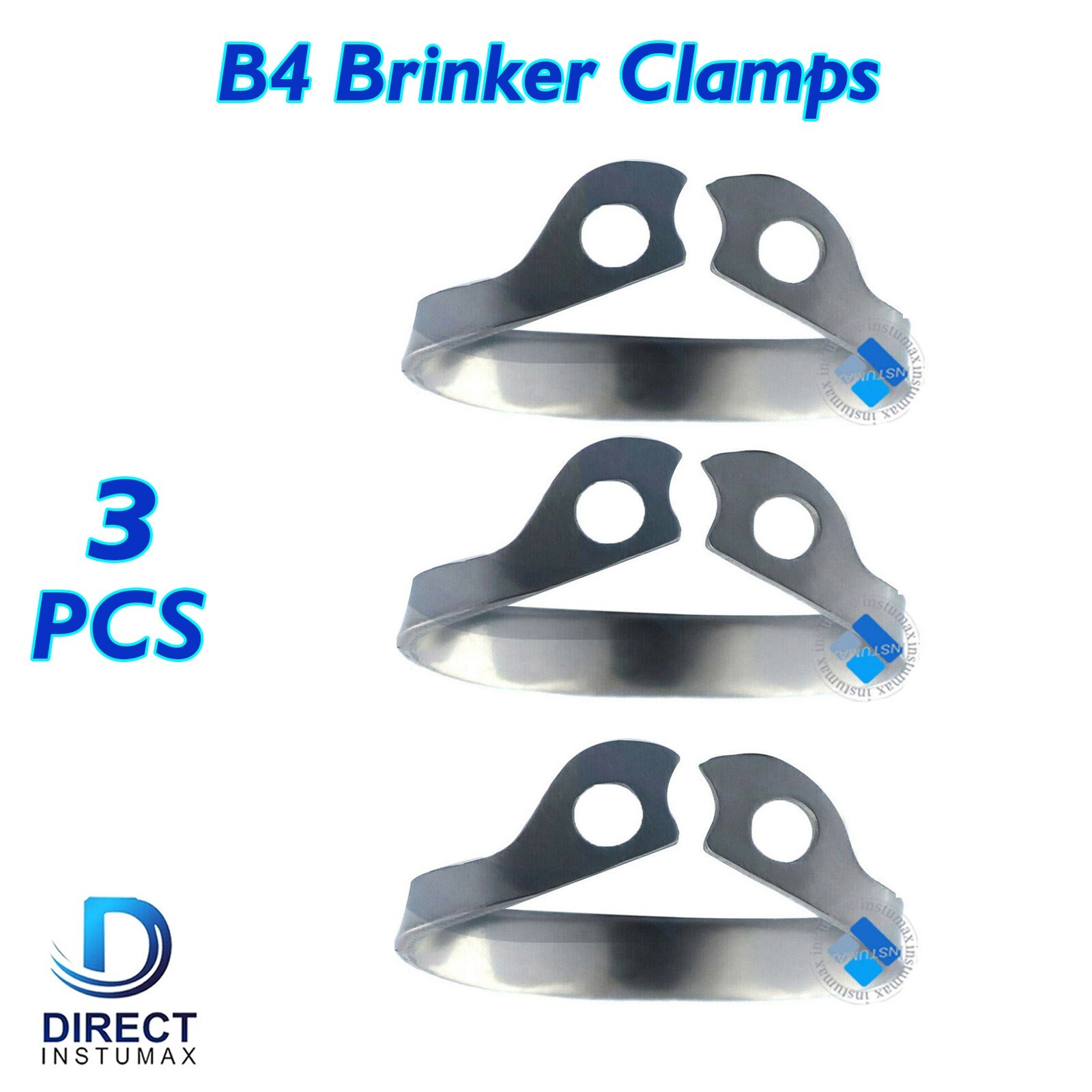 Rubber Dam Clamps #B4 – Set of 3 Brinker Dental Tissue Retractors for Anterior