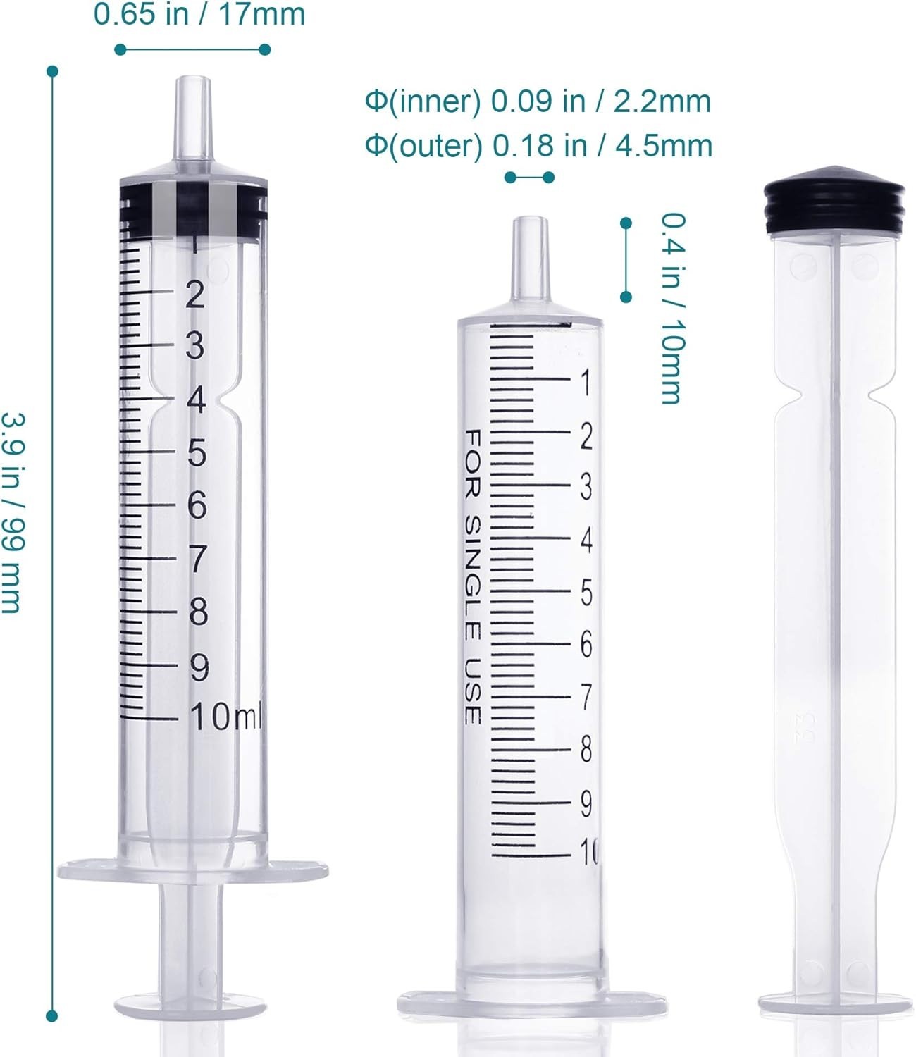 10ml Plastic Syringe Without Needle for Liquid – Measuring 10ml, transparent