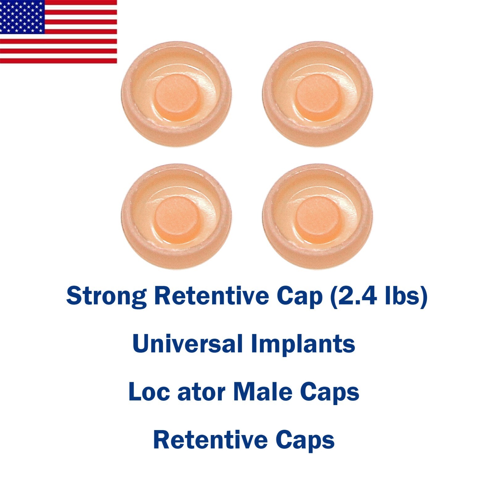 US 4pcs/set Overdenture Male Cap Abutment Retentive Caps 2.4 lbs Removable