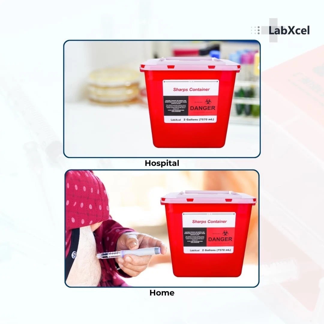 LabXcel Polypropylene Sharps Container 24x Disposal Needle Waste Bin – 2 Gallon