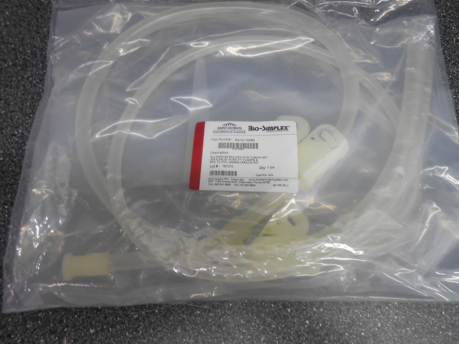 SAINT GOBAIN BIO-SIMPLEX P/N SA10-10580 MOLDED WYE TUBING SET