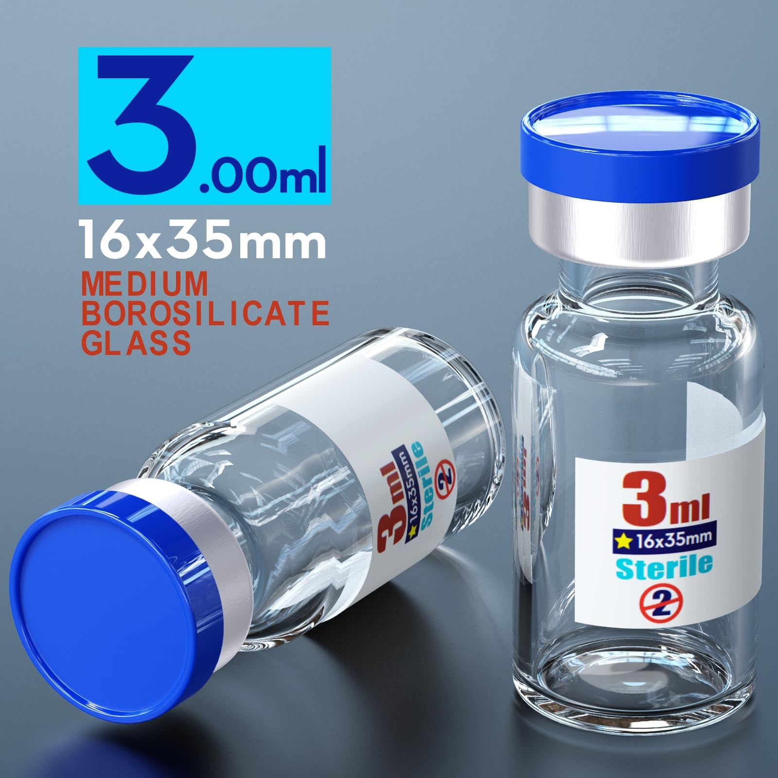 Ks-Tek Sterile Empty Vials with Self Healing Injection Port,with Flip Off Alumin