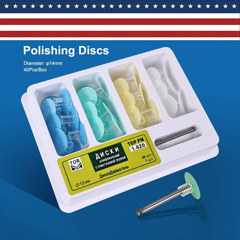 40pcs /Box Dental Composite Finishing Polishing Disc Stem kit & Mandrel