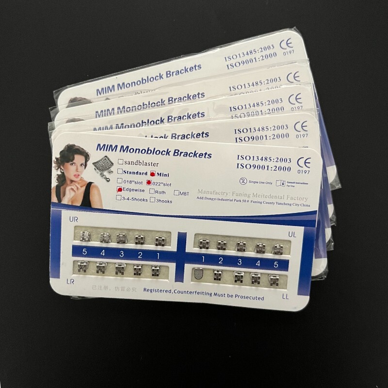 10Set Dental Orthodontics MIM Monoblock Brackets Mini Edgewise 022 345/3/no hook