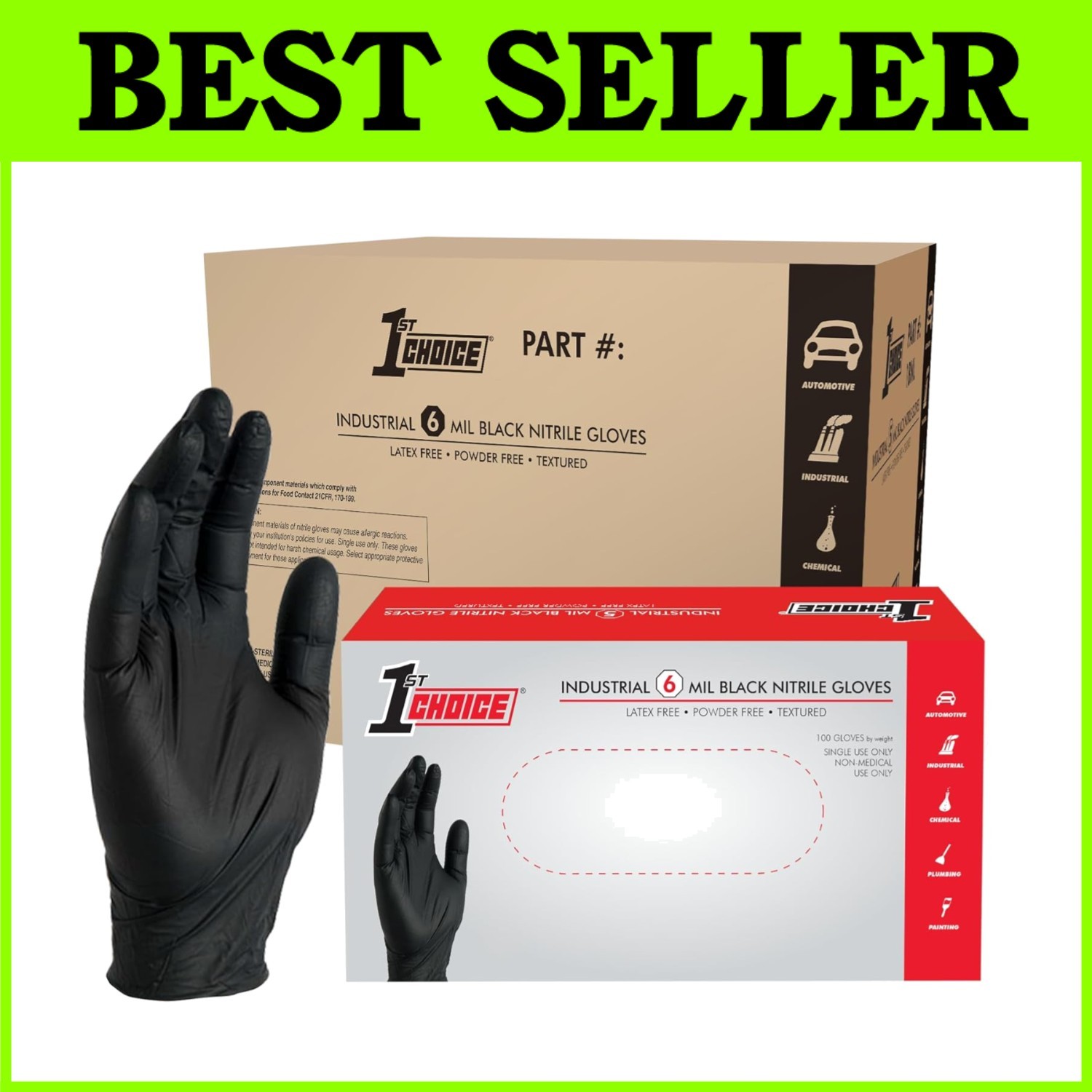 Industrial Black Nitrile Gloves for Mechanics – Case Of 1000