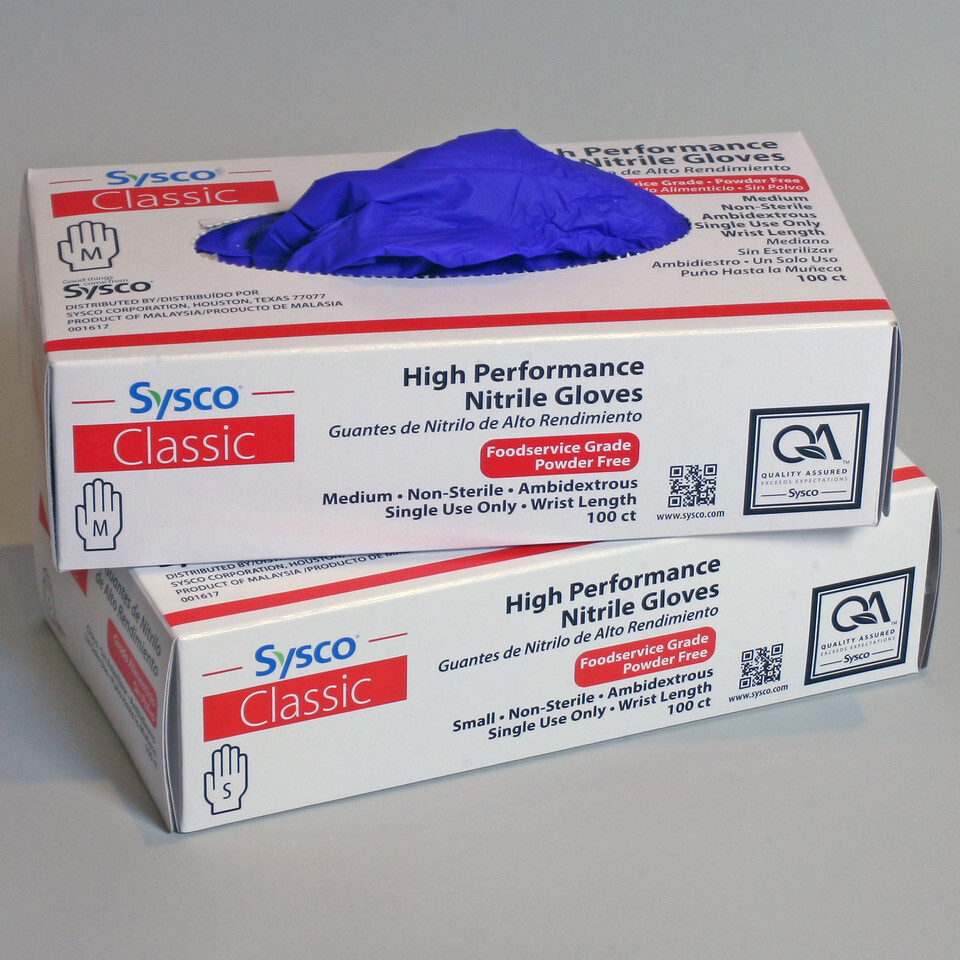 Blue Nitrile Powder Free Disposable Glove Gloves 1 Case Sysco Medium 10 Boxes