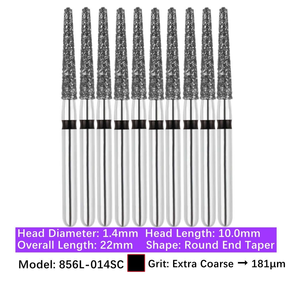 Vakker Dental Long Round End Taper FG Diamond Bur 856L-014SC Super Coarse 10/pk