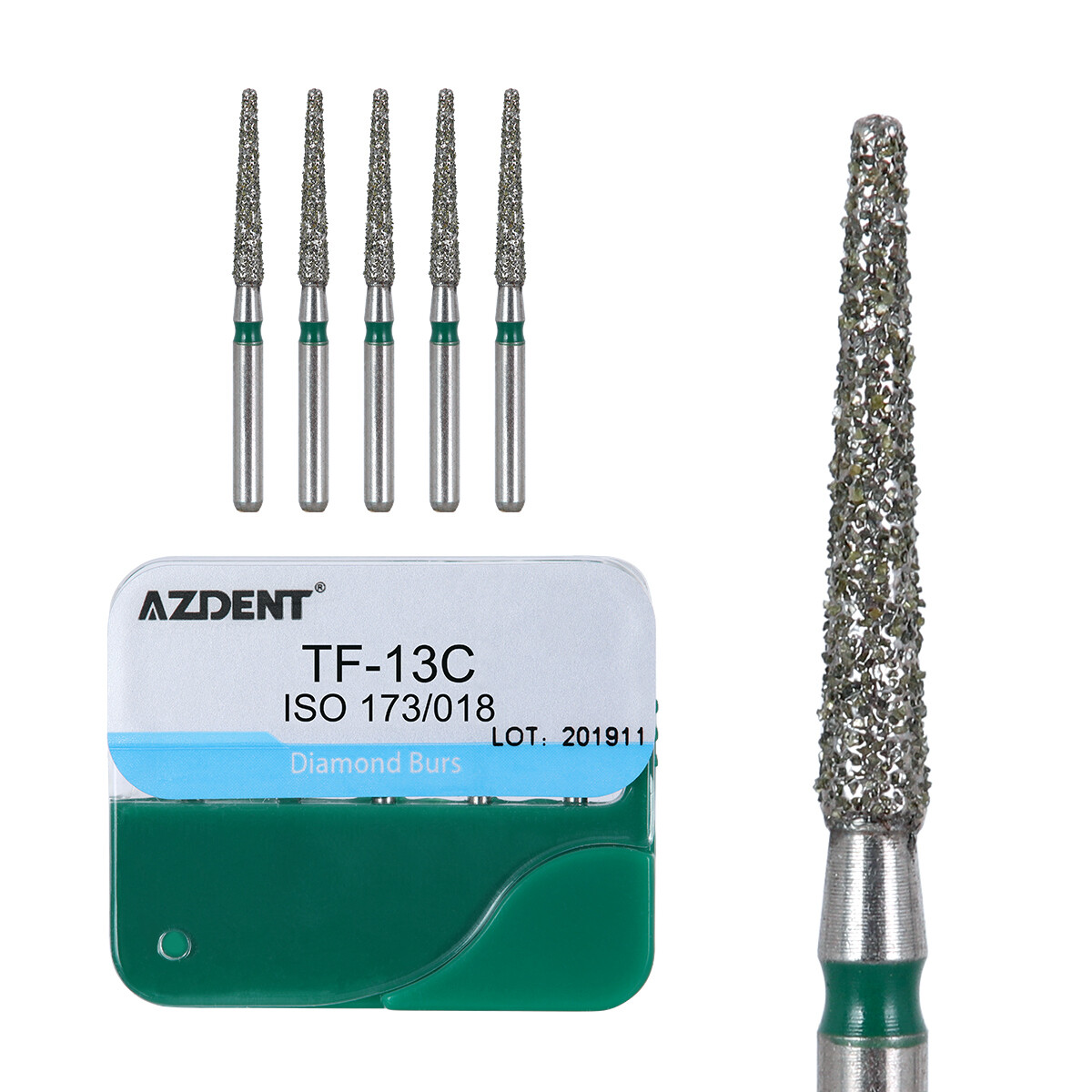 100pcs Dental Diamond Burs Kit for High Speed Handpiece Medium FG 1.6MM AZDENT