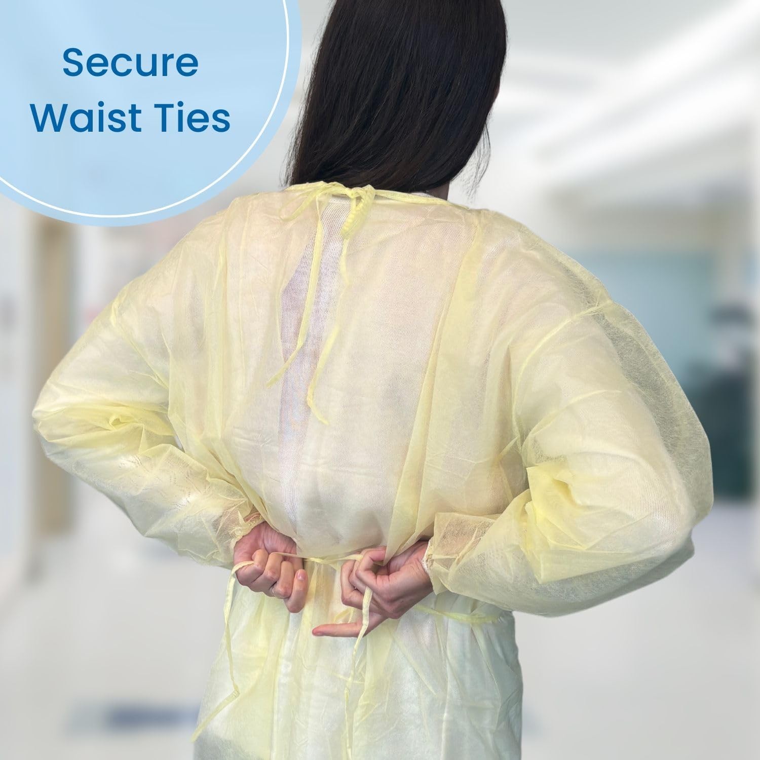 HCS Large Isolation Gowns – Single Layer, Spunbound PPE Disposable Gowns – El…