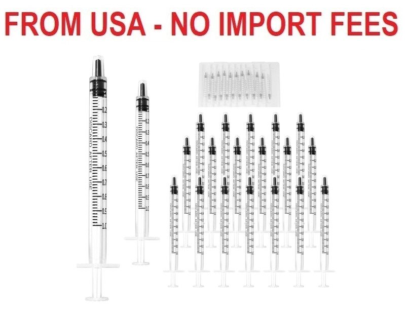 20 Pack 1ml Syringe for Liquid, 1cc Plastic Small Syringes for Scientific Labs,