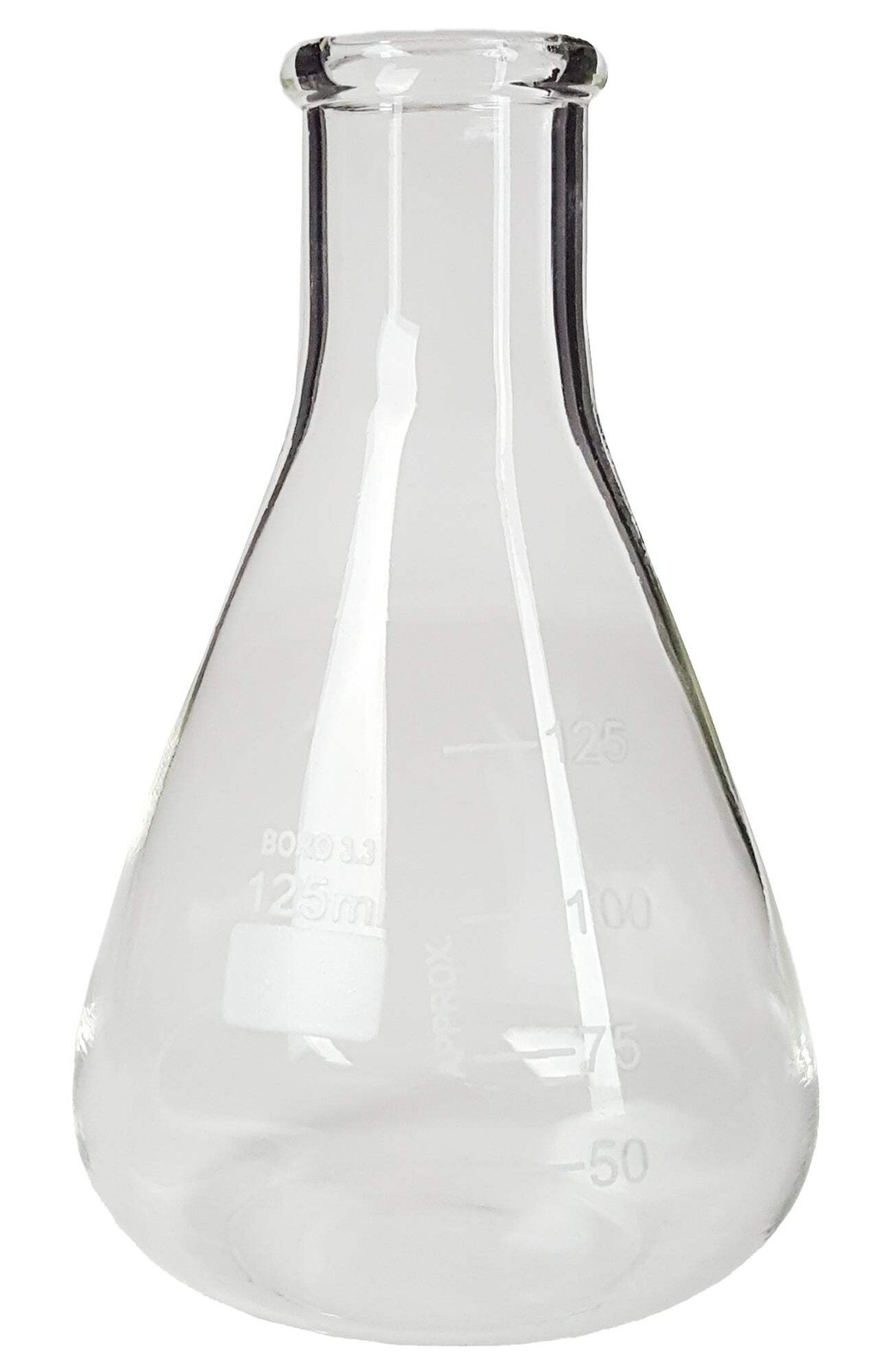 Flask – Erlenmeyer Flask, Conical Shape, Standard Neck, 125ml capacity. Made