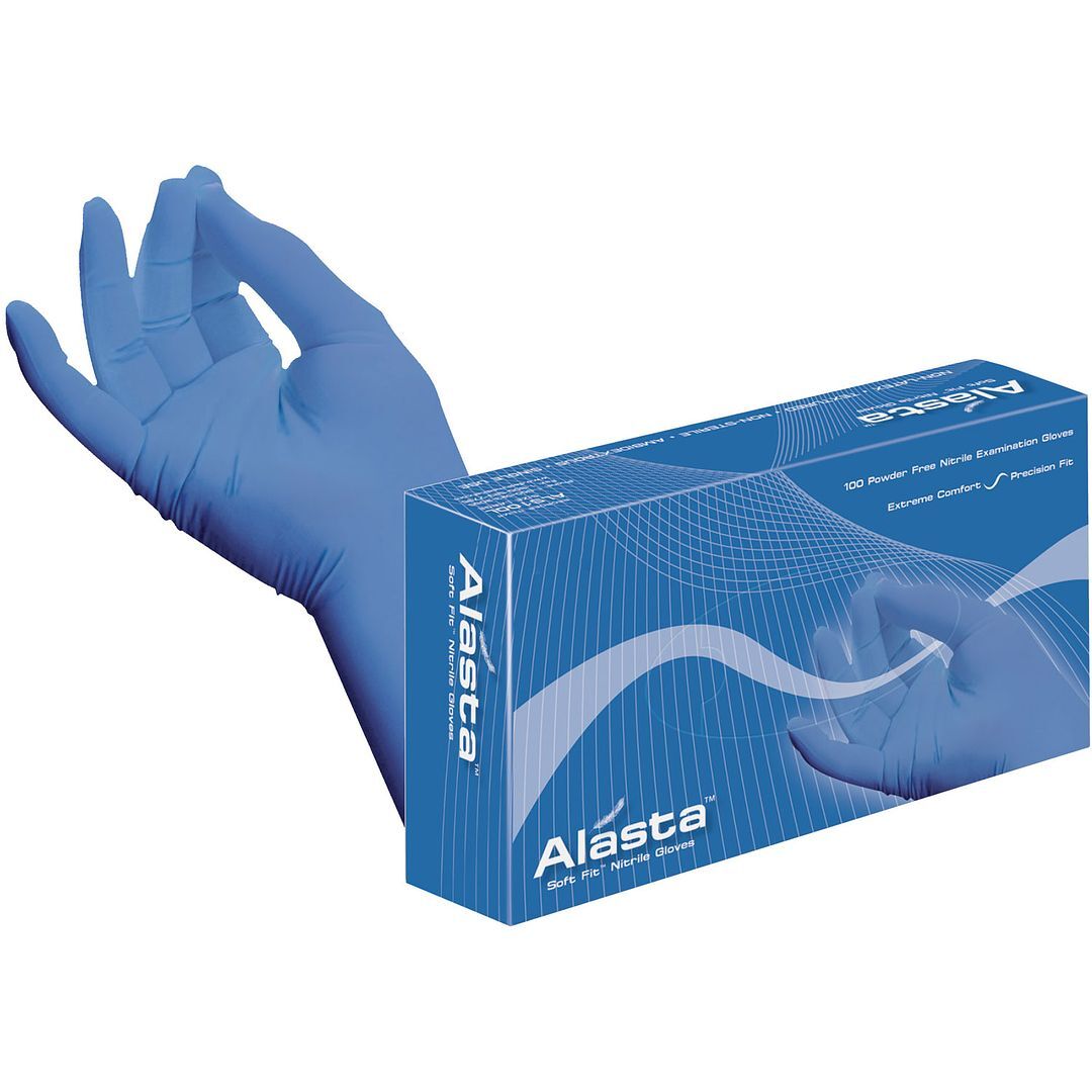 Alasta Nitrile Exam Gloves, Non-Sterile, Powder-Free,Violet Blue,X-Small,100/Box